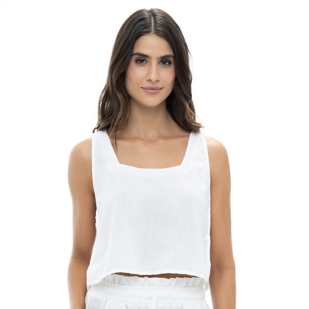 Crop Top Abertura lateral Palette Marfil Retro