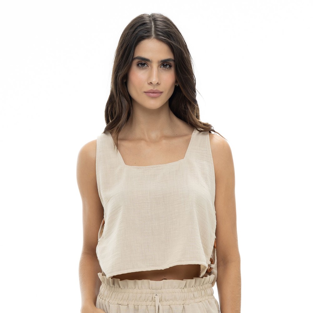 Crop Top Abertura lateral Palette Beige Retro