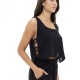 Crop Top Abertura lateral Palette Negro Retro