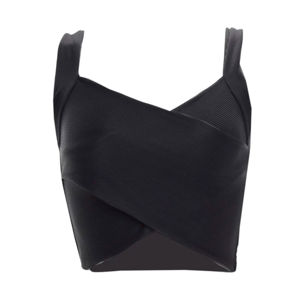 Crop Top Cruzado en Frente Palette Negro Retro