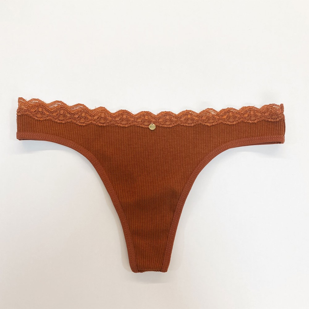 Panty Rib Encaje Terracota